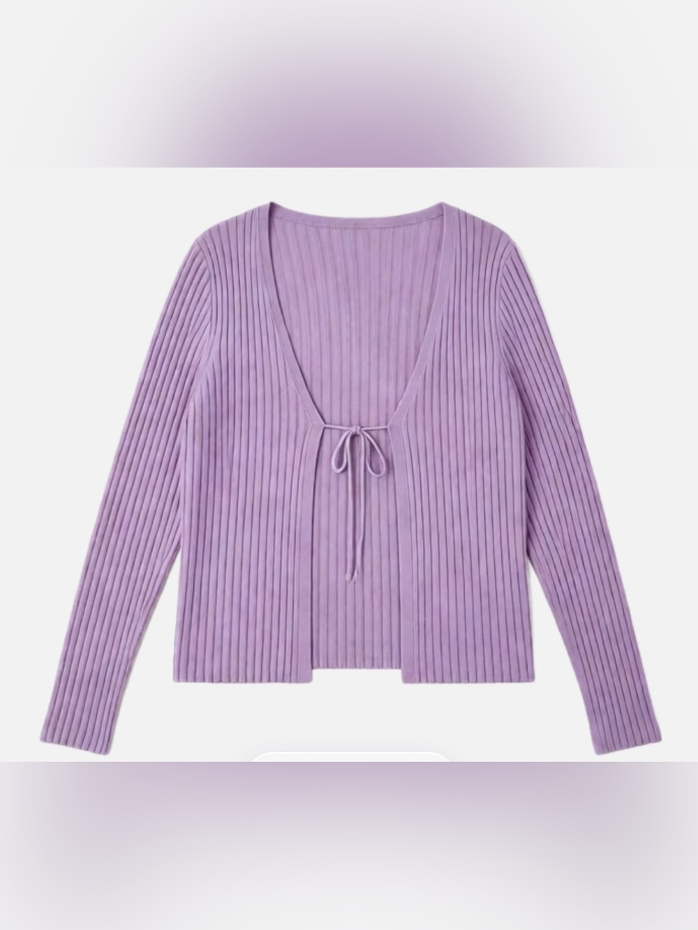 Mango Lilic Purple Knit Tue-Front Cardigan Long Sleeve Sweater